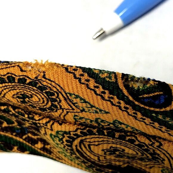 Gant Vintage Tie Challis Wool Paisley Orange Wide Swing Art Deco MCM Mob Mad Men - Picture 10 of 12